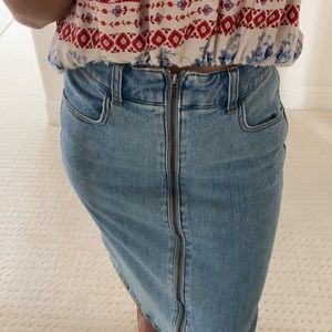 Madewell Janice Wash Zip Midi Jean Skirt